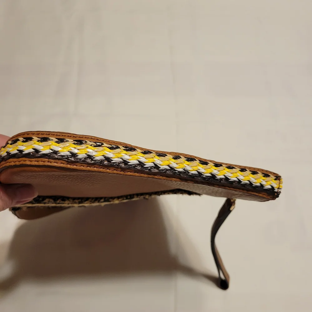 Vince Camuto Tan Wristlet with Woven Accents